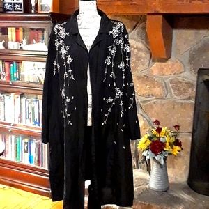 Karen Kane - Uptown Girl - Habutai Duster - 100% Silk, Embroidered Duster
